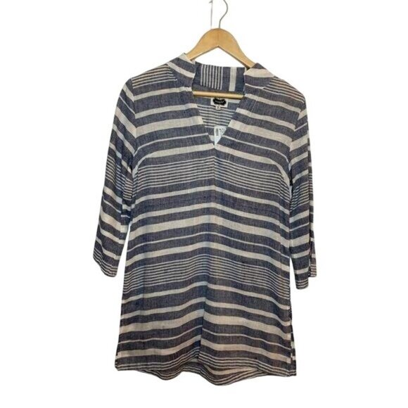 NWT Mud‎ Pie New Melanie Navy Stripe Tunic Top or Beach Cover Up Womens Small - Picture 1 of 5